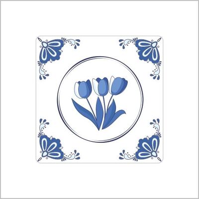 Etiquetas – azul de Delft – tulipanes – 250 piezas
