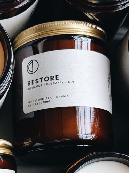 Restore (Bergamot + Mint + Rosemary) | Amber Jar Candle