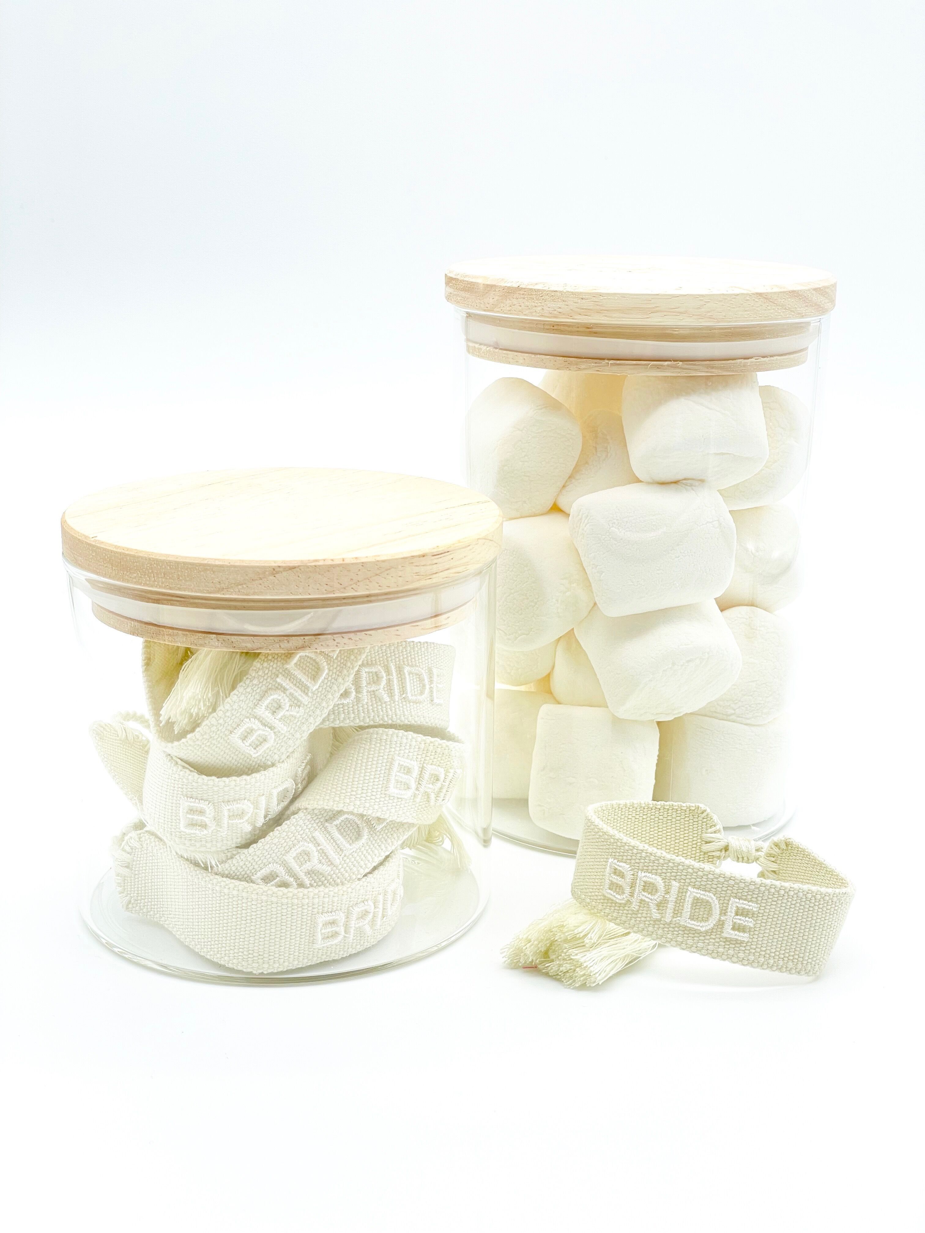 BRIDE braccialetto di dichiarazione intrecciato, ricamato ecru