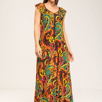 100% VISCOSE PRINTED DRESS IC2588V_MULTICOLOR