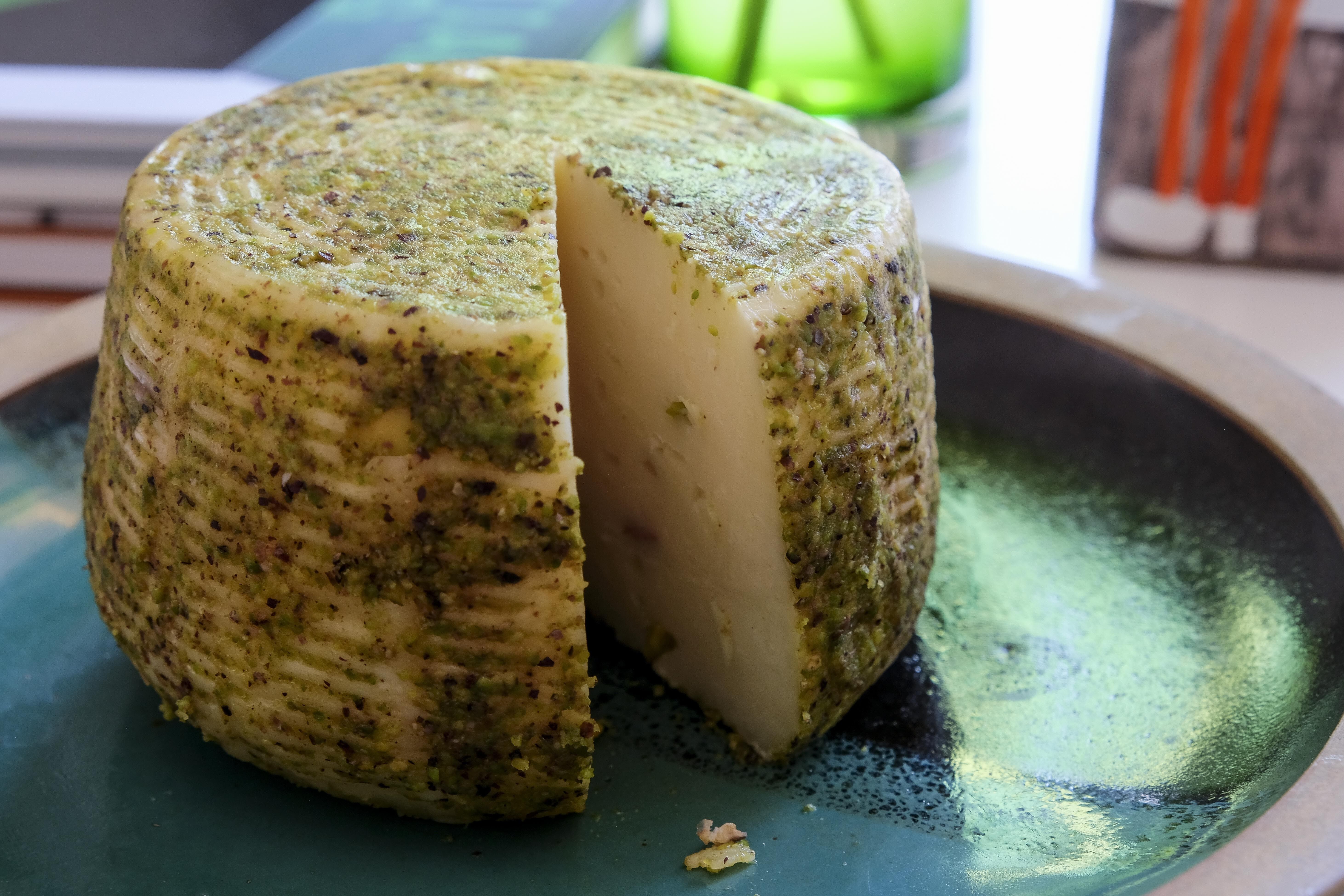 Pecorino siciliano al pistacchio, prima stagionatura