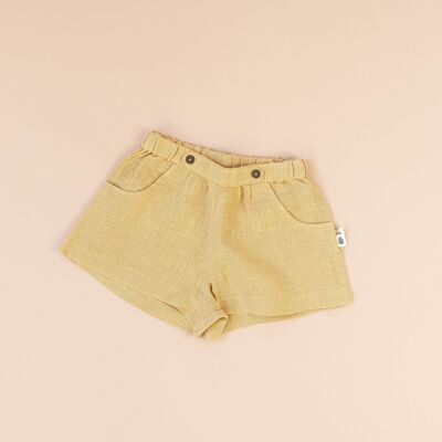 Shorts in lino senape