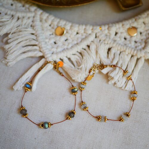 Bracelet cordon Abhiyan Labradorite ou Pierre de lune