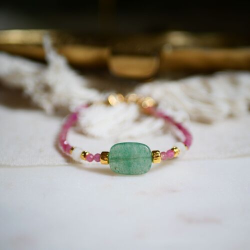 Bracelet Udyati Tourmaline rose et Aventurine