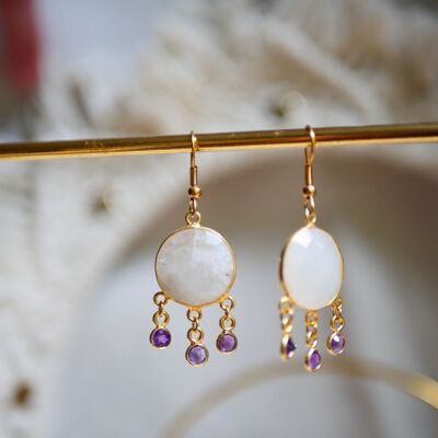 Pendientes Radhika Moonstone y Amatista