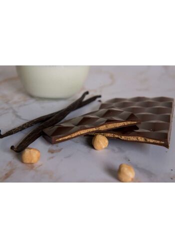 Tablette Chocolat Noir 70% Coeur Noisettes du Piémont Vanille et Lait