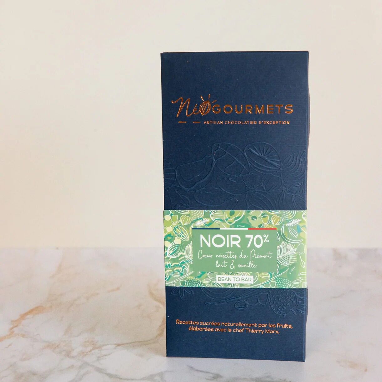 Tablette Chocolat Noir 70% Coeur Noisettes du Piémont Lait Vanille (70g) - 100% artisanal, biologique, et équitable