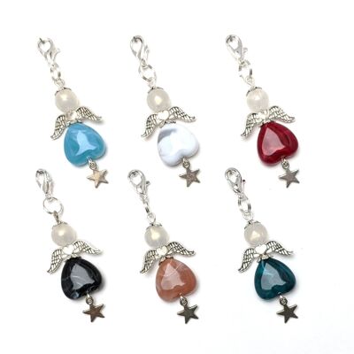 Guardian angel “fairy with star” pendant, set of 6, silver-coloured