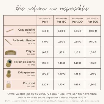 Offre goodies : mini peigne en bambou personnalisé 4