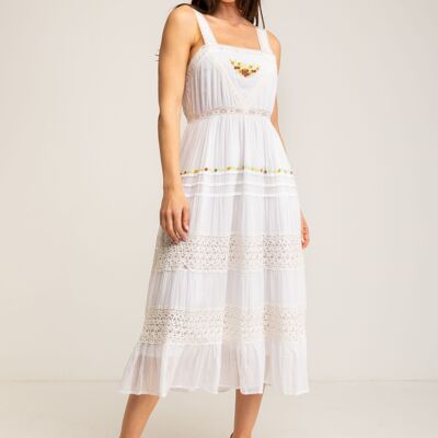 EMBROIDERED DRESS 100% COTTON IC2595V_WHITE