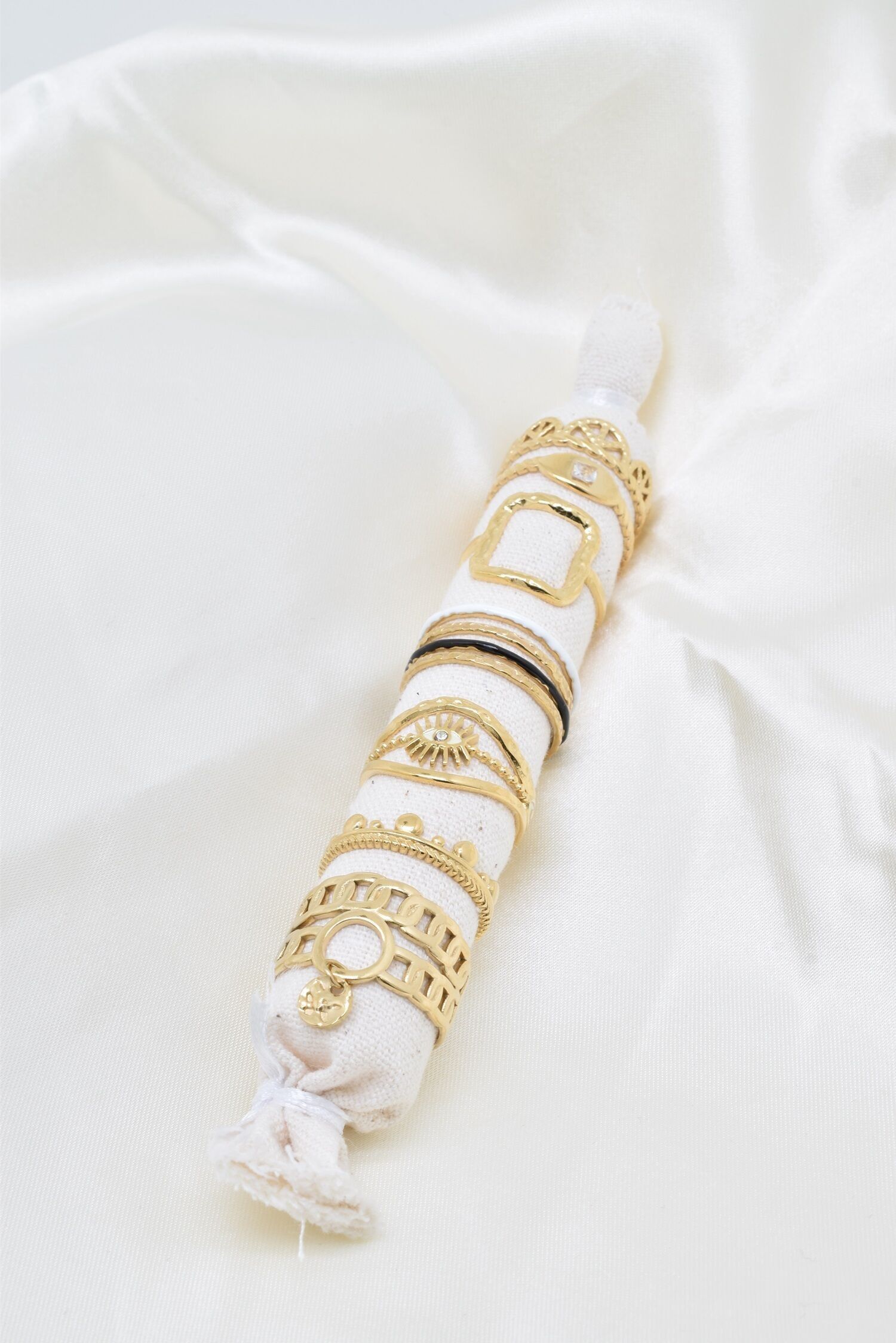 Set di 6 anelli regolabili in acciaio dorato - PR011BG-OR