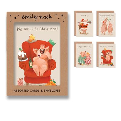 Confezione multipla di maialini di Natale x 8