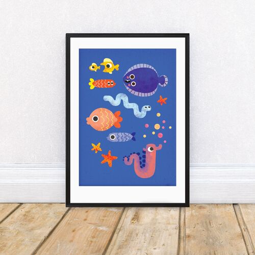 Fish Faces A4 Art Print
