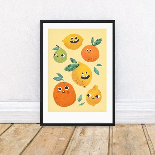 Lemon Faces A4 Art Print