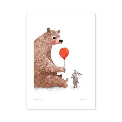 Stampa artistica A4 regalo orso e coniglietto