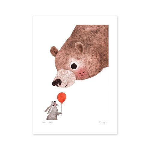 Bear & Bunny Gazing A4 Art Print