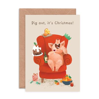 Pig Out, es ist Weihnachten Grußkarte