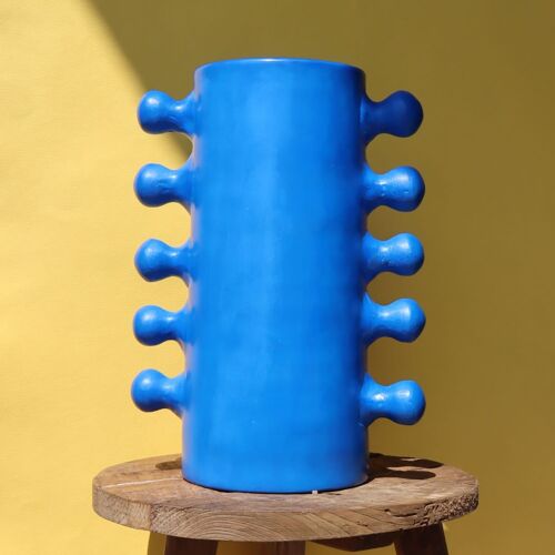 Vase Céramique Manico Artisanal - Bleu Amazigh