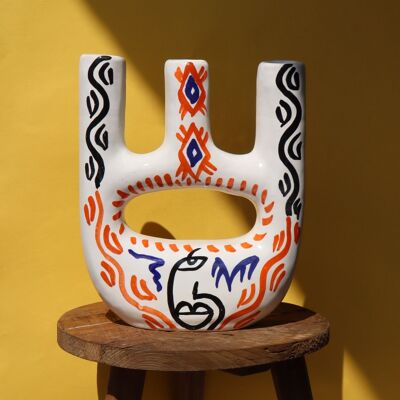 Dreifache Soliflore-Vase – AMAZIGH-Symbole – handwerklich