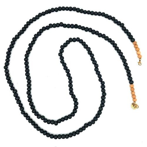 sustainable phone cord black wood - natural wooden beads - L140cm - handmade in Nepal