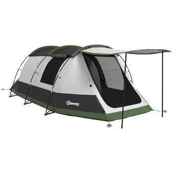 Outsunny Tente de camping familiale 3-4 pers. - tente tunnel avec porche étanche 3000 mm légère ventilée facile à monter - sac de transport inclus - gris 1
