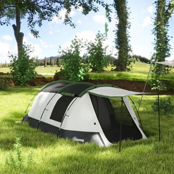 Outsunny Tente de camping familiale 3-4 pers. - tente tunnel avec porche étanche 3000 mm légère ventilée facile à monter - sac de transport inclus - gris 2