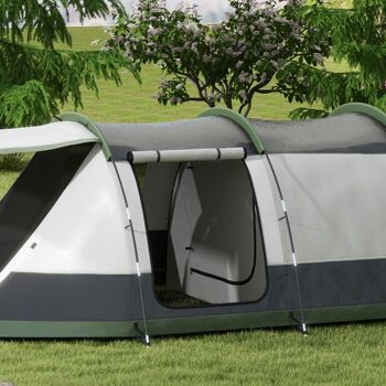 Outsunny Tente de camping familiale 3-4 pers. - tente tunnel avec porche étanche 3000 mm légère ventilée facile à monter - sac de transport inclus - gris 9