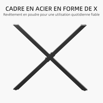 HOMCOM Lot de 2 pieds de table en acier en forme de croix - 80L x 4l x 72H cm - design industriel 6