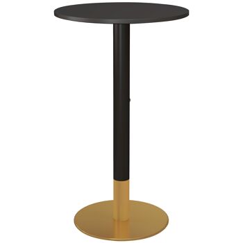 HOMCOM Table de bar ronde table de bistro mange-debout table de cuisine style contemporain cadre en acier dim. 60L x 60l x 102H cm noir 1