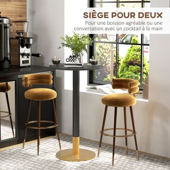 HOMCOM Table de bar ronde table de bistro mange-debout table de cuisine style contemporain cadre en acier dim. 60L x 60l x 102H cm noir 3