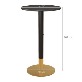 HOMCOM Table de bar ronde table de bistro mange-debout table de cuisine style contemporain cadre en acier dim. 60L x 60l x 102H cm noir 5