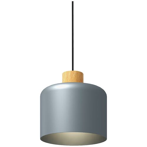 HOMCOM Suspension luminaire lustre plafonnier design moderne hauteur ajustable douille E27 abat-jour en métal et bois Ø 28,5 cm pour salon cuisine chambre gris