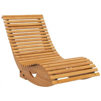 Outsunny Chaise à bascule - Rocking chair d'extérieur jardin ergonomique avec siège à lattes et dossier haut en bois dim. 130L x 60l x 60H cm 1