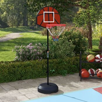 SPORTNOW Support panier de basket-ball 2 en 1 avec hauteur réglable 129 cm et 179 cm et jeu de 6 fléchettes magnétique 2