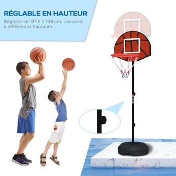 SPORTNOW Support panier de basket-ball 2 en 1 avec hauteur réglable 129 cm et 179 cm et jeu de 6 fléchettes magnétique 4