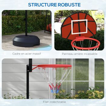 SPORTNOW Support panier de basket-ball 2 en 1 avec hauteur réglable 129 cm et 179 cm et jeu de 6 fléchettes magnétique 7