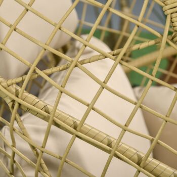 Outsunny Fauteuil œuf sur pied en résine effet rotin avec coussins polyester, structure en métal, dim. 88x85x143 cm 8
