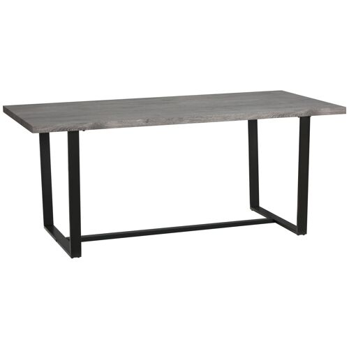 HOMCOM Table à manger ractangulaire pour 8 personnes plateau aspect bois et pied métal noir, design industriel, 180L x 90l x 75H cm