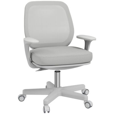 Vinsetto Chaise de bureau réglable en hauteur accoudoirs pivotants à 360° sur roulettes en tissu, gris