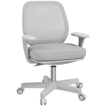 Vinsetto Chaise de bureau réglable en hauteur accoudoirs pivotants à 360° sur roulettes en tissu, gris 1