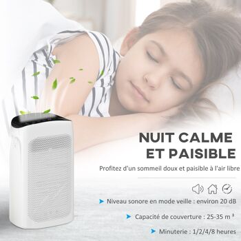 HOMCOM Purificateur d'air HEPA H11, Ioniseur, CADR 210m³/h mode veille silencieux minuterie 3 vitesses 42W - blanc 6