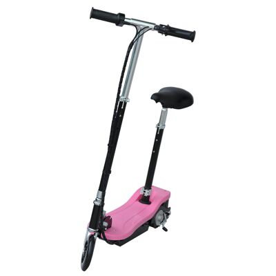 HOMCOM Patinete eléctrico plegable de 120 W para niños a partir de 7 años, manillar y sillín regulables en altura 10 km/h máx. Rosa negro