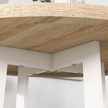 HOMCOM Table à manger ronde pour 4 personnes table de cuisine design moderne avec plateau effet bois et base en acier croisé naturel 7