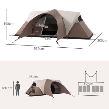 Outsunny Tente de camping familiale 5-6 personnes étanche légère ventilée avec sac de transport, dim. 550L x 300l x 198H cm 5