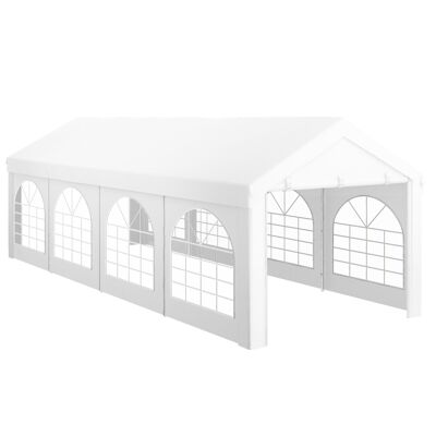 Tenda da ricevimento Outsunny, pergolato, barnum 8 x 3 m con 8 grandi finestre 2 porte 24 m² pareti laterali rimovibili per feste, matrimoni, eventi