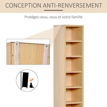 HOMCOM Lot de 2 étagères colonnes Armoire de Rangement CD-DVD 6 + 6 Compartiments dim. 21L x 19l x 88H cm capacité Max. 160 CD Coloris hêtre 6