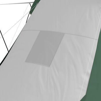 Outsunny Tente de camping familiale 4-6 pers. - tente tunnel légère ventilée étanche facile à monter - 2 grandes portes - dim. 5,55L x 2,25l x 1,9H m fibre verre polyester, gris et vert 9