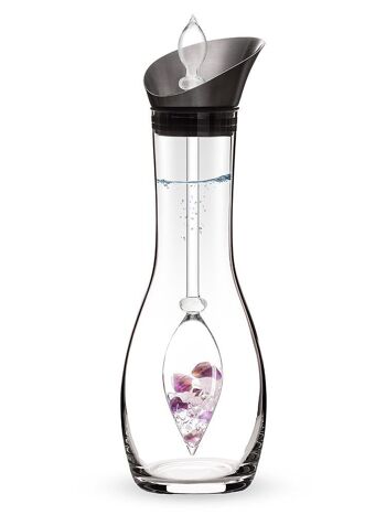 VitaJuwel Ère BIEN-ÊTRE | Carafe à pierres précieuses avec améthyste, quartz rose et cristal de roche 1