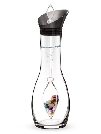 VitaJuwel Era 5 ÉLÉMENTS | Carafe de pierres précieuses avec améthyste, calcédoine, bois pétrifié, quartz rose et agate 1