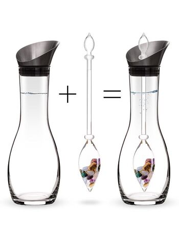 VitaJuwel Era 5 ÉLÉMENTS | Carafe de pierres précieuses avec améthyste, calcédoine, bois pétrifié, quartz rose et agate 2